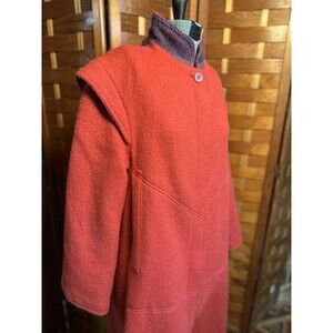Vintage Amejo Norway Fine Wool Red Coral Swing Coat FOV Sweden 38 Medium
